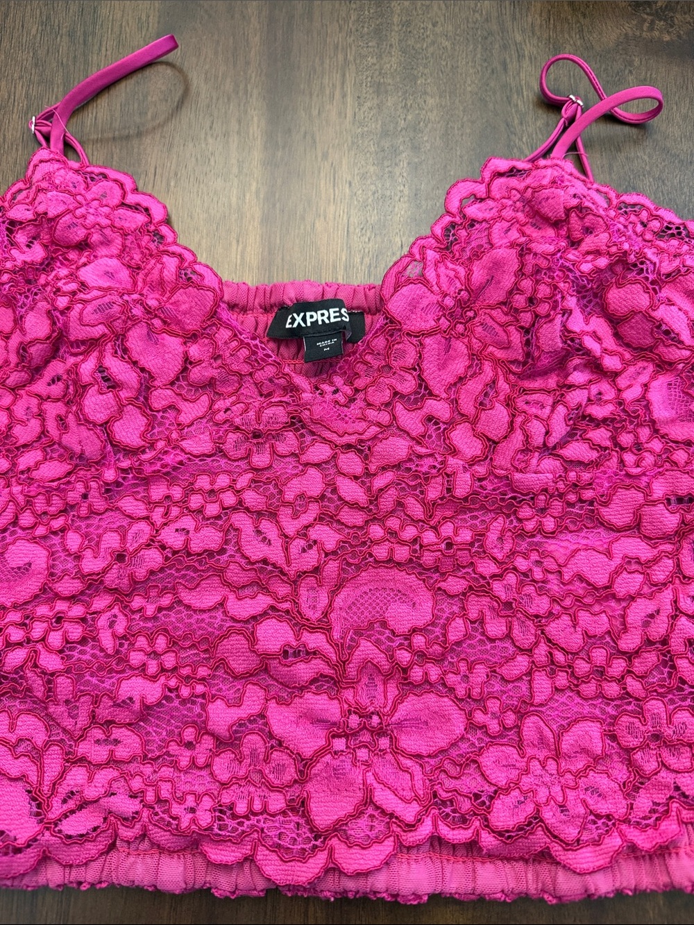 Express Fuchsia Lace Camisole Top